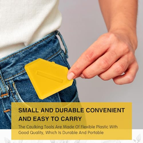 Outus 4 Pieces Silicone Caulking Tool Set Sealant Finishing Grout Scraper Caulking Removal Tool for Kitchen Bathroom Floor Sink Joint Sealant Sealing Home House Renovation, Reuse and Replace(Yellow) - color: Yellow