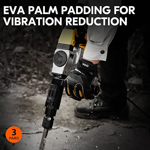 Vgo... 3-Pairs Heavy Duty Synthetic Leather Work Gloves, Impact Protection Mechanic Gloves, Rigger Gloves,Vibration Reduction, Touchscreen Capable (Size M, Black, SL8849) - color: Black-regular, size: Medium (3 Pairs)