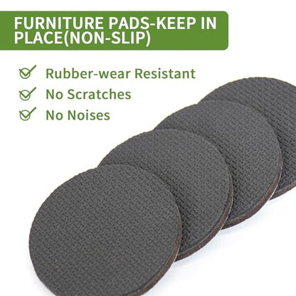 Non Slip Furniture Pads 16 PCS 2 1/2'' Round - Anti Slip Furniture Pads - Self Adhesive Rubber Feet Furniture Feet - Chair Leg Floor Protectors - Keep Furniture in Place - size: Round 2.5 inch 16PACK