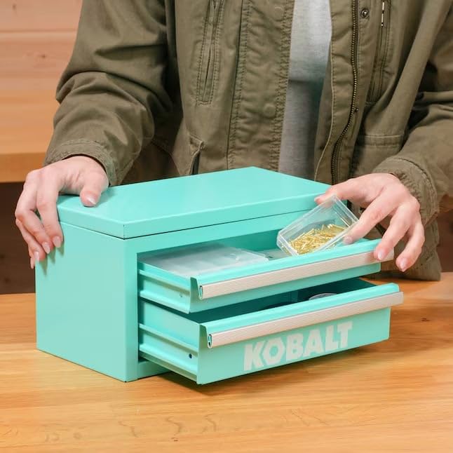 Mini 2-Drawer Steel Tool Box Teal Color - color: Teal, size: 2 Drawer