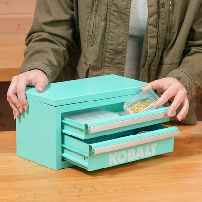 Mini 2-Drawer Steel Tool Box Teal Color - color: Teal, size: 2 Drawer