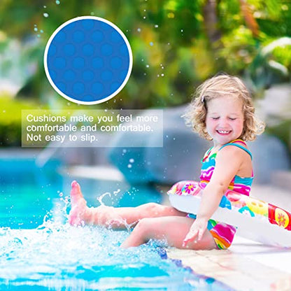Large Swimming Pool Ladder Mat, 15"x39" Protective Non-Slip Pool Step Pad for Above Ground Swimming Pools Liner and Stairs (Blue, Round Texture)