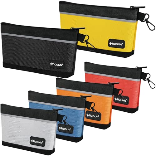 TICONN Tool Pouches with Zipper, 1680D Oxford Small Tool Bags, Waterproof Utility Bag Zipper Pouch for Tool Organizers and Storage (6 Pack Combo) - size: Colored, 6 Pack Combo