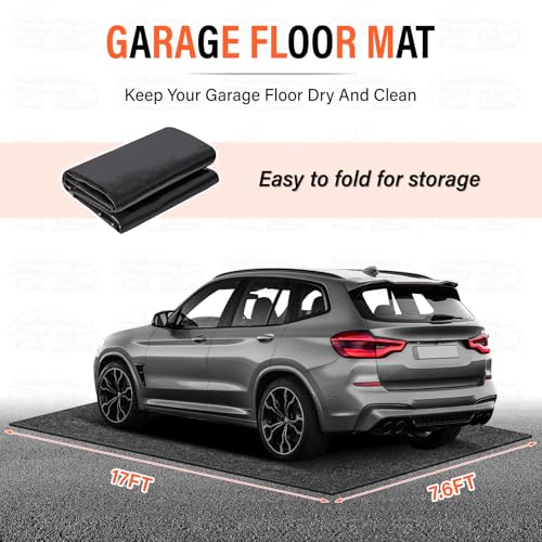17 x 7.6FT Extra Large Garage Floor Mat, Premium Oil Leaks Absorbent Oil Spill Mat,Waterproof Backing Garage Mat,Reusable, Washable, Protects Floor from Spills, Drips, Splashes and Stains - size: GFM-17 x 7.6FT