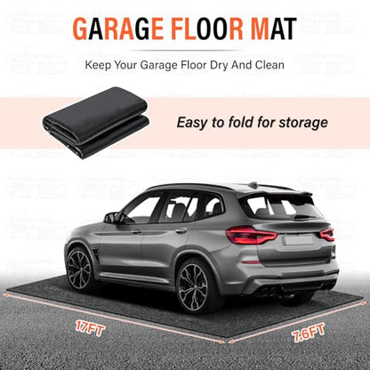 17 x 7.6FT Extra Large Garage Floor Mat, Premium Oil Leaks Absorbent Oil Spill Mat,Waterproof Backing Garage Mat,Reusable, Washable, Protects Floor from Spills, Drips, Splashes and Stains - size: GFM-17 x 7.6FT