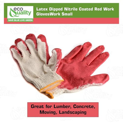 [20 PACK] Latex Dipped Nitrile Coated Work Gloves Small - String Knit Cotton Coated Work Safety Gloves Great for Construction, Warehouse, Home, Landscaping, Moving, Mechanic Cotton Disposable Gloves