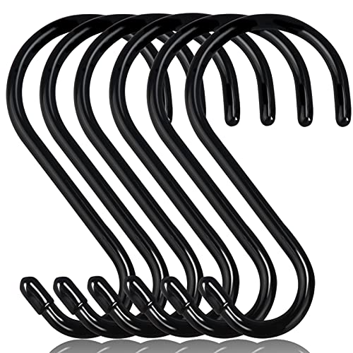 DINGEE 6 Inch Heavy Duty S Hooks, Large S Hook for Hanging Plants, Vinyl Coated S Hook 6 Pack Sturdy Non Slip Black S Hooks for Hanging Closet,Bird Feeders,Kitchen,Large Object,Garden Tools - color: Black, size: 6 Inch-6 Pack