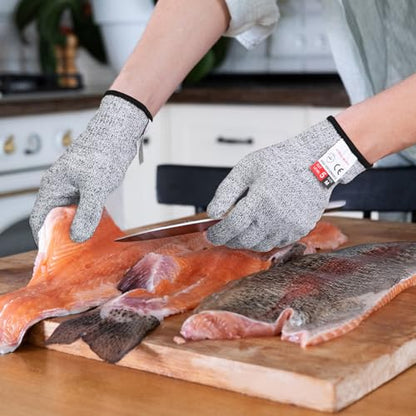 Kitchen Work Safety Protection Anti-Cutting Gloves Grade 5 Wear Resistance,Peel The Shell, Cut The Meat - color: Grey 1, size: Medium