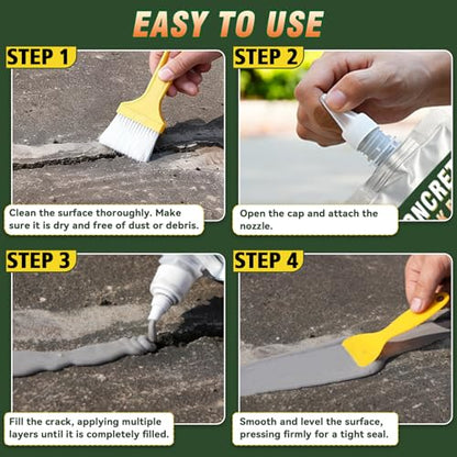 Concrete Crack Filler, High Elasticity Cement Crack Waterproof, Self Leveling Concrete Crack Filler for Driveway, Walkway, Patio, Joint, Indoor and Outdoor - Grey - size: 200g