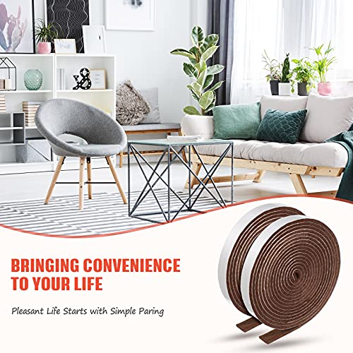 Zonon 4 Rolls 120 Inch Felt Strip with Adhesive Backing Felt Tapes Furniture Strip Rolls Self Stick Heavy Duty Polyester for Protecting Furniture and DIY Adhesive(Dark Brown,0.5 Inch) - color: Dark Brown, size: 0.5 Inch