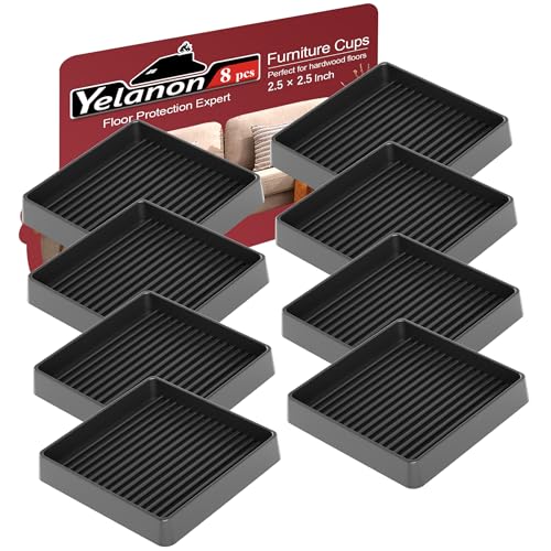 Yelanon 8pcs 2.5" Non Slip Furniture Pads for Hardwood Floors - Anti Skid Grippers Rubber Feet Floor Protectors Stoppers to Prevent Sliding for Bed Couch Wood Furniture (Black) - color: 8pcs2.5"square Black