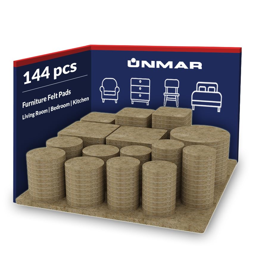 Furniture Felt Pads Brown 144 Pcs Strong Self Adhesive Protectors for Hardwood Floors Laminate Flooring Furniture Feet Chair Legs Table Cabinet Couch Non Scratch Peel Stick Felt Pad Set for All Floors - size: 144 pcs. Brown