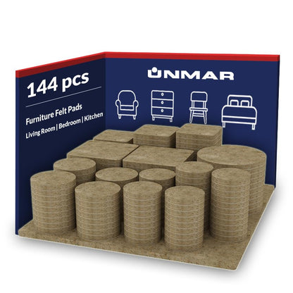 Furniture Felt Pads Brown 144 Pcs Strong Self Adhesive Protectors for Hardwood Floors Laminate Flooring Furniture Feet Chair Legs Table Cabinet Couch Non Scratch Peel Stick Felt Pad Set for All Floors - size: 144 pcs. Brown