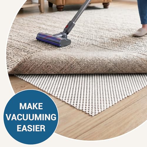 Non Slip Rug Pad Gripper for Hardwood Floors, 3x5 FT Anti Slide Rug Underlay, Eco Safe Odor Free, Cushioned Floor Protector, Cut-to-Size Multi-Purpose Pad - size: 3' x 5' (Rectangular)