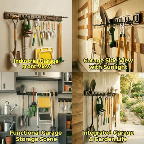 MBQQ Garage Tool Organizer Wall Mounted, 16 Inches Adjustable Garden Tool Organizer Rack,Heavy Duty Yard Tool Organizer,Single piece - size: SET OF 1
