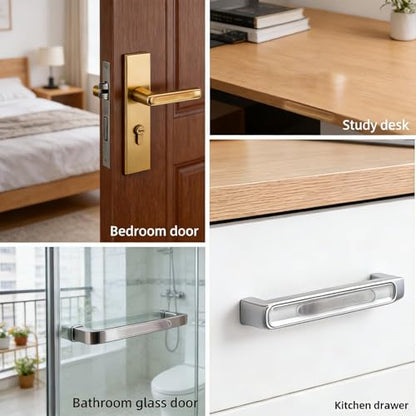 50 PCS Door Silencer Long Strip - Self-Adhesive High Transparent Rubber Cabinet Door Bumper for Slamming Pads, Anti-Collision Quiet Closure for Home, Office & Cabinets