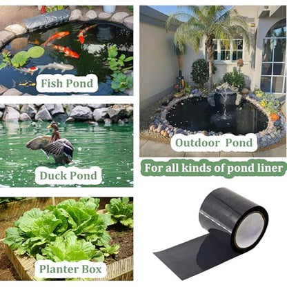 Pond Liner Seam Tape Single Sided, Waterproof Pond Repair Kit Butyl Rubber for EPDM PVC Outdoor Pond Liner Leak Repair Long-Lasting Easy to Apply - size: 4" X 20'