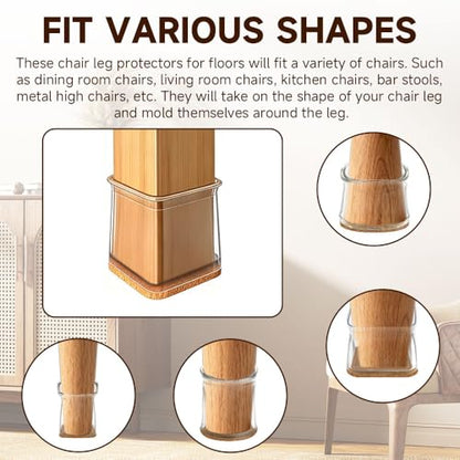 16-Piece Chair Leg Floor Protectors (0.75-1 Inch) - Felt Pads for Hardwood Floors, Reduce Noise and Prevent Scratches - size: fangM