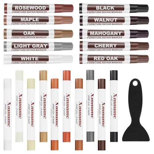 Wood Filler Sticks Set of 21 - Furniture Repair Kit for Scratches, Cracks, Nail Holes and Scuffs, Wood Wax Crayons Furniture Markers for Repairing Furniture, Floors, Tables, Cabinets, Doors and Desks - color: B-20 Colors