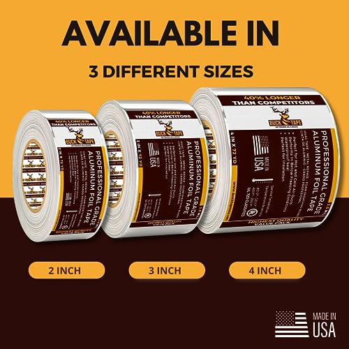 6 Pack Buck Aluminum Foil Tape – 3 Inch x 216ft (72 yd), 3.6 Mil – HVAC Tape for Ductwork, AC, Dryer Vents & Insulation – Silver Foil Tape for Metal Repair, Exhaust Sealing & Air Conditioning - size: 3 Inch, style: 6 Pack