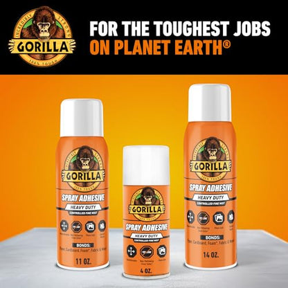 Gorilla Heavy Duty Spray Adhesive, Clear Glue, 14 Ounce (Pack of 1) - All Purpose with Comfort Nozzle for Indoor or Outdoor - size: 1 - Pack