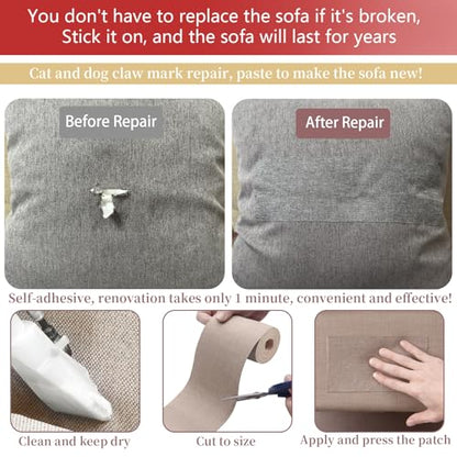Gheeidau Linen Repair Tape 4x70 Inch Self-Adhesive Couch Patch Repair Fabric Patch for Furniture,Sofas,Cushion,Chairs,Bags,Linen Goods(Off-White) - color: Off-White