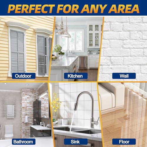 Heavy Duty Construction Adhesive, 10.5 oz Waterproof Tile Adhesive, Versatile Cement Glue for Tile, Concrete, Stone, Wood, Floor, Wall and Granite, Strong Bond, Indoor & Outdoor Use,Construction Glue