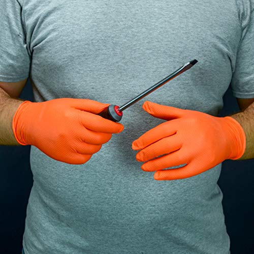 West Chester PosiGrip 2940 7 MIL Industrial Grade Nitrile Gloves – [Pack of 90] Orange, X-Large, Powder-Free Gloves with Diamond Embossed Textured Palm - size: X-Large