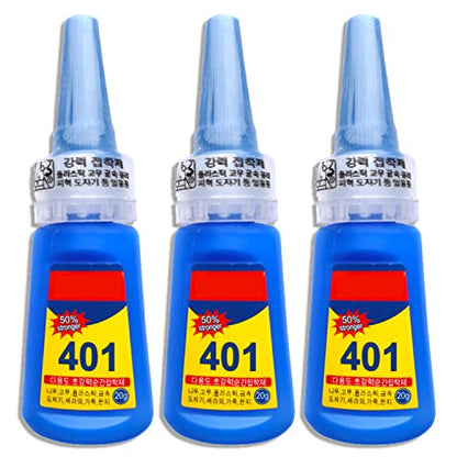 Glureo Multipurpose High-Grade Bonding Glue, All Purpose Repair Glue, 401 Instant Adhesive Super Strong Liquid Glue for Ceramic,Plastic,Wood, Metal (3PCS) - color: 3pcs