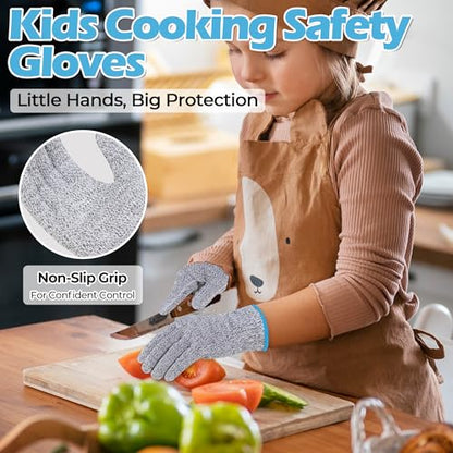 HANDLANDY Kids Cutting Gloves, Food Grade Safety Gloves for Cooking, Fishing, Whittling, Wood Carving - size: X-Small