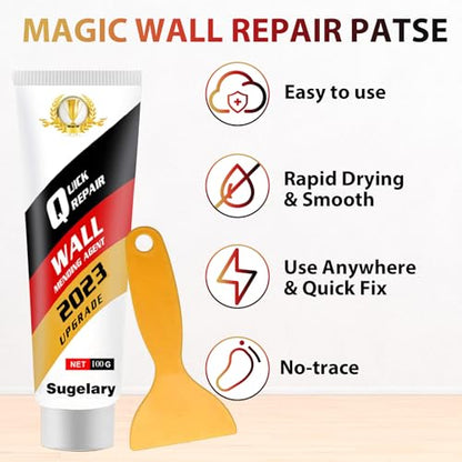 Sugelary Drywall Patch Repair Kit with Scraper, Wall Spackle Repair Paste, Wall Mending Agent Quick and Easy Solution to Fill the Holes for Home Wall, Plaster Dent Repair and Wood Scratch Repair - color: 1 Pack