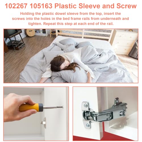 102267 105163 Plastic Sleeve and Screw Compatible with IKEA Furniture Hardware Part # 105163#102267 (Pack of 8)