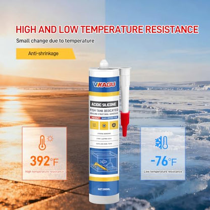 VGS067Aquarium Safe Silicone Sealant - 100% Waterproof Fish Tank Glue, Clear Structural Adhesive for Glass Building & Repair, High Strength Acidic Cure, (10.15 fl oz- Caulking Gun Required) - style: 1 Pack
