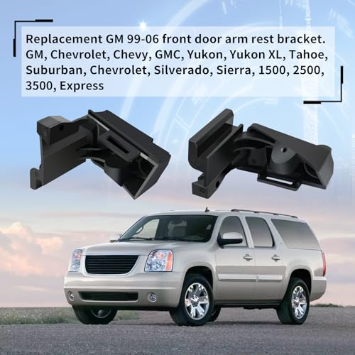 Driver Door Armrest Pull Handle Bracket Compatible with GM Chevy Silverado GMC Sierra Yukon Suburban Tahoe（99-06）, Door Arm Rest Switch Panel Repair Kit Replace GMT800 GMT820 GMT830 Door Panel Armrest