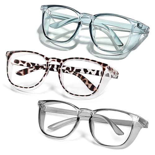 Stylish Safety Glasses Goggles for Women Girls Anti-fog Glasses Protective Eyewear Clear Glasses - color: Blue+tortoise+grey