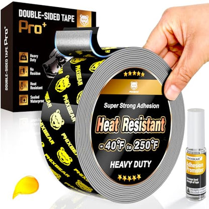 PHIXBEAR Double Sided Tape Heat Resistant Heavy Duty, Waterproof Outdoor Indoor Automotive Mounting Tape, Removable No Residue Super Strong Adhesion Foam Tape, 1" x 20FT - size: 1" x 20FT