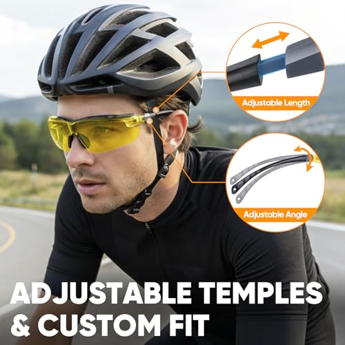 TICONN Anti-Fog Safety Glasses for Men and Women, ANSI Z87.1 Scratch Proof Eye Goggles with Adjustable Arms and UV Protection - style: 3 Pack/Yellow