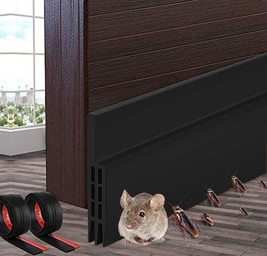 2 Pack Door Draft Stopper Under Door Draft Blocker Insulator Door Sweep Weather Stripping Noise Stopper Strong Adhesive 2" Width x 39" Length Black - color: Black 2 Pack