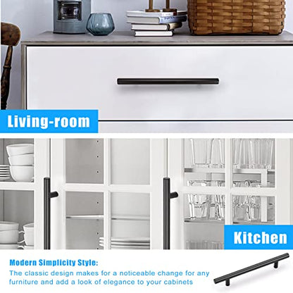 KNOBWELL 6 Pack Cabinet Handles 5 inch Black Stainless Steel Kitchen Cabinet Pulls Drawer Pulls - color: Black, size: 5 inch(128mm)
