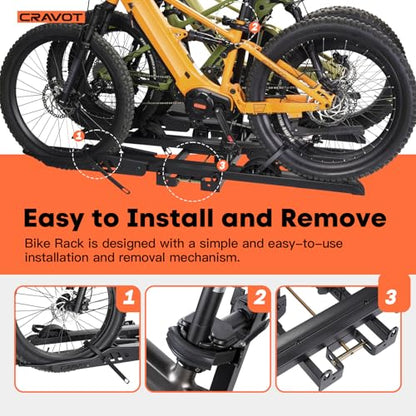 CRAVOT CyberRack S3 Ebike Rack, 300 lbs Capacity Foldable Bike Racks for Tow Hitch Heavy Electric Bike Carrier for 3 E-Bike, Up to 5-inch Fat Tire 2'' Receiver - style: S3-300lbs