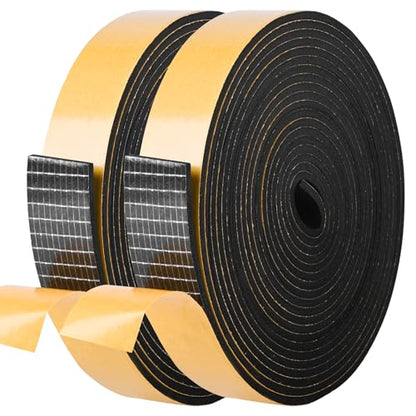Kikerike Self Adhesive Foam Tape Weatherstrip 1in x 1/8in x 33Ft High Density Foam Insulation Strips Foam Seal Weather Stripping with Strong Adhesive for Door and Window Sound Isolation Soundproofing - size: 1in x 1/8in x 33Ft