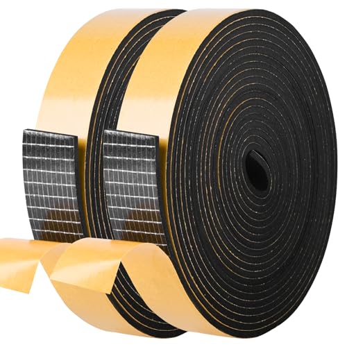 Kikerike Self Adhesive Foam Tape Weatherstrip 1in x 1/8in x 33Ft High Density Foam Insulation Strips Foam Seal Weather Stripping with Strong Adhesive for Door and Window Sound Isolation Soundproofing - size: 1in x 1/8in x 33Ft