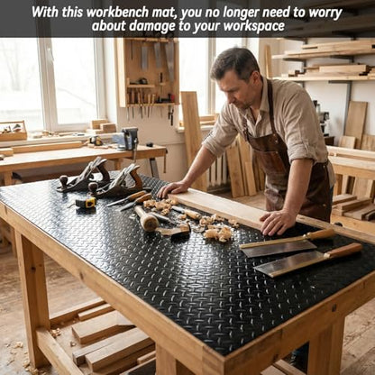 U0U 48" x17.3" Workbench Mat,Black PVC Waterproof Work Bench Pad,1.5mm Thick DIY Worktable Mat Workbench Cover for Protects Work Bench Tabletop (Black, 47.2" x17.3")