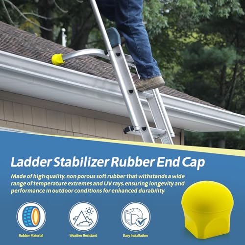 Ladder Stabilizer Bumpers Fit for Werner Extension Ladder Stabilizer Pads, Ladder Standoff Rubber End Caps Replacement Non-Slip Ladder Stabilizer Rubber Feet - Improving Stability and Safety - 4 Pack