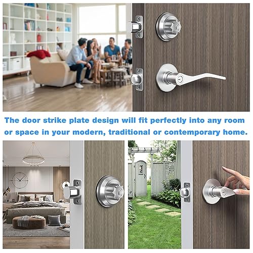 Deadbolt Strike Plate,1 x 2-1/4" Deadbolt Cover Plate,Door Hole Cover Plate,Door Strike Plate,with 6 Screws 1-3/8" (Satin Nickel) - 3 Pack