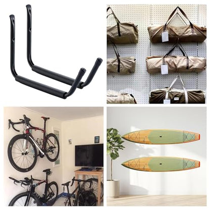 HOME MASTER HARDWARE Heavy Duty 15" Jumbo Garage Wall Hooks 4 Pack – 45 LB Kayak Storage Rack, Wall Mount for Canoe, Bicycle, Ladder & Large Gear - size: 15 in