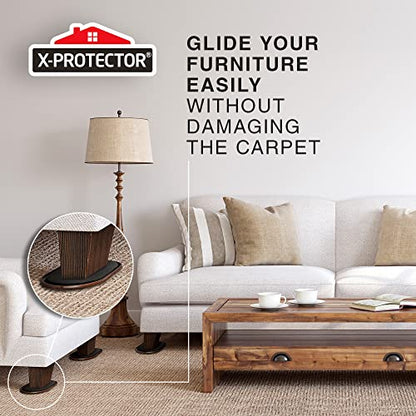 X-Protector Furniture Sliders for Carpet - 4 PCS 6" x 3 1/2" - The Best Heavy-Duty Moving Pads - Sliders for Furniture. Move Your Furniture Easily with Reusable Furniture Moving Sliders for Carpets! - size: 4 PCS 6"