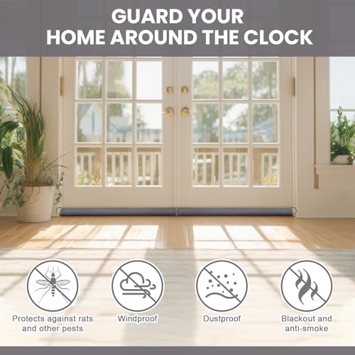 Gisafai 2 Pcs 72 Inch Long Door Draft Stopper Under Door Draft Stopper Noise Wind Blocker, Easy Install to Block Noise, Light, Dust, and Pests for Home Balcony Office (Grey, Regular Styles) - size: 72 Inch