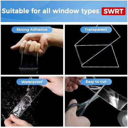 SWRT 3”x33FT Window Weather Sealing Tape Residue-Free, 20-Mil Thick Heavy Duty Window Insulation for Summer, Weather Resistant, Air Conditioner Window Seal Blocks Drafts for Doors Windows - size: 3 IN * 33 FT