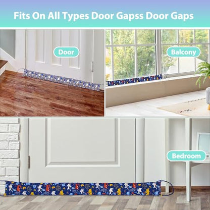 Weighted Door Draft Stopper, 2 Pack 40 Inch Under Door Blocker, Bottom of Door Window Air Noise Light Gap Filler, Saving Energy Cartoon Print Canvas Cotton 2.8Lb - size: 40 inch